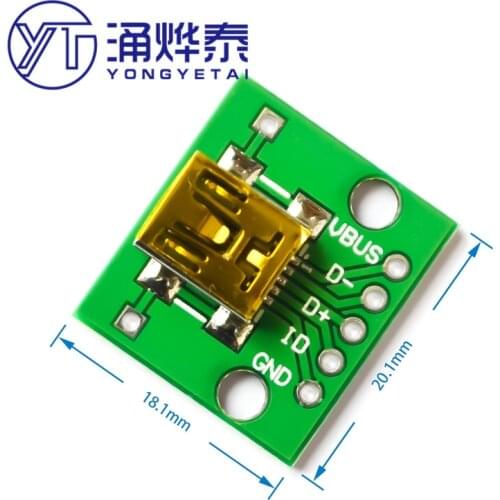 YYT USB to DIP female header MINI5P patch to 2.54mm straight plug welded adapter board (U8)