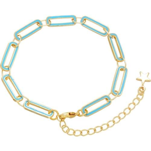 ZHUKOU Brass Exquisite Flat rectangle 5.7x225mm 6 colors women Bracelet Couple bracelets with star charms model:VL48