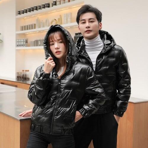 Winter 2020 new hot style glossy white duck down short down jacket winter men and women down jacket couple jacket Parka