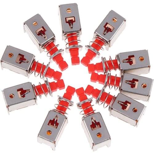 PS-22F03 Right Angle PCB Latching Push Button Switch DPDT Double Pole 6 Pin Self-locking Key Power Switches 10pcs