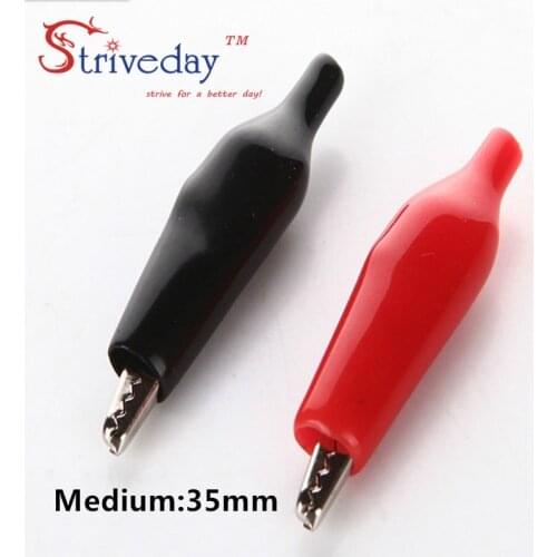 10pcs/lot Red Black Medium 35mm Environmental protection copper Alligator clips Power Test clip Sheath clips