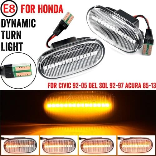 2pcs For Honda Prelude Civic CRX Del Sol Fit Accord Integra S2000 AP1 AP2 S2K LED Dynamic Side Marker Turn Signal Lights