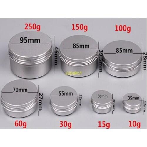 5 10 15 30 60 100 150 200 250 ml Empty Aluminium Cosmetic Containers Pot Lip Balm Jar Tin For Cream Ointment Hand Cream Packagin