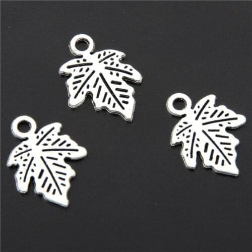 50pcs Silver Color Zinc Alloy Maple Leaf Charms Diy Handmade Jewelry Findings Accessories A2682