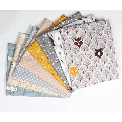 8pcs Cartoon Print Cotton Fabric Patchwork Sewing Cloth DIY Handicraft Cotton Fabric Hand Sewing Supplies Smooth Cotton Fabric