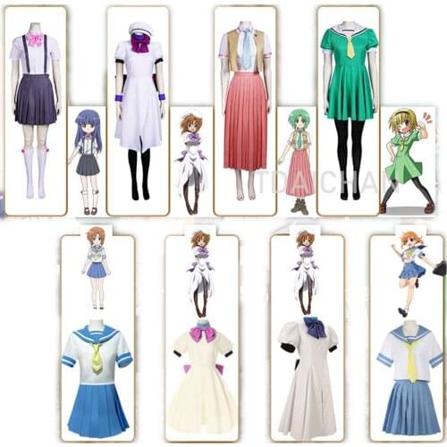 Anime Cosplay Higurashi When They Cry Hou Ryugu Rena Sonozaki Mion Maebara Costumes Halloween Carnival Dress Skirt JK Uniform