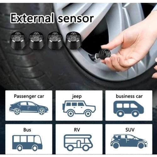 Vehemo 4PCS Sensor Tire Pressure Alarm Tire Pressure Monitoring System Mobile APP Car for TPMS Tire Pressure Monitoring 2020