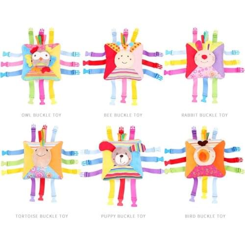 Kids Baby Stuffed Cotton Puzzle Button Buckle Matching Toy Cognitive Color Letter Symbol Child Cartoon Animal Plush Doll Toys