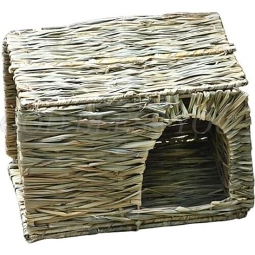 Breathable Foldable Sleeping Bed Cottage Hideaway Chew Toy Rabbit Straw House Natural Grass Cage Hut Small Animal Grassy Nest