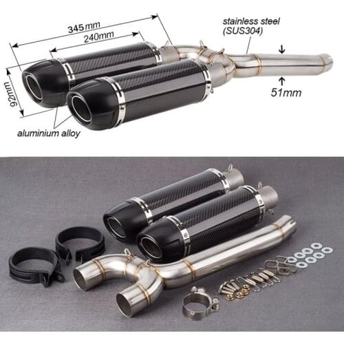 FZ6S FZ6N Motorcycle Carbon Fiber Exhaust Muffler Connecter Middle Pipe Full System Slip On For Yamaha FZ-6N FZ-6S FZ6 FZ600