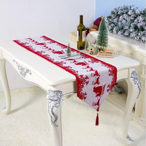 Cotton linen Christmas table runner decoration with table flag with tassel tablecloth Hotel home christmas party Decor