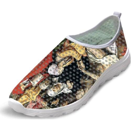 Hard-Wearing Man Summer Causal Flats Shoes Man Sneakers Mesh Soft Shoes Christs Crucifixion Painting Art Print Man Leisure Shoe