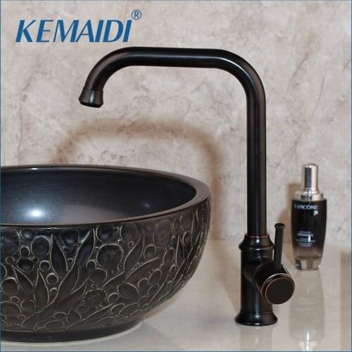 KEMAIDI Modern Basin Faucets Black ORB Sink Mixer Taps Kitchen Bathroom Taps Single Lever Faucet Basin Mixer Deck Mounted