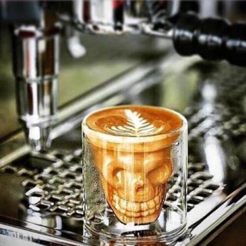 25/75/150/250ML Skull Shaped Espresso Coffee Mug Double Wall Shot Glasses For Vodka Whiskey Cocktail Beer Milk Beverages Cup