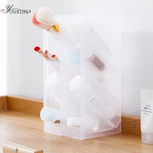 OYOURLIFE Multi-function Vertical Transparent Plastic Storage Box Desktop Makeup Organizer Family Office 4 Grid Drawer Organizer