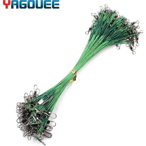 Anti Bite Steel Fishing Line Steel Wire Leader With Swivel Fishing Accessory Lead Core Leash Fishing Wire 15CM-30CM