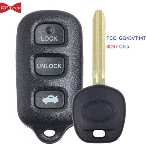 KEYECU for Toyota Camry 2003 2004 2005 2006 Remote Key Fob GQ43VT14T 4D67 Chip