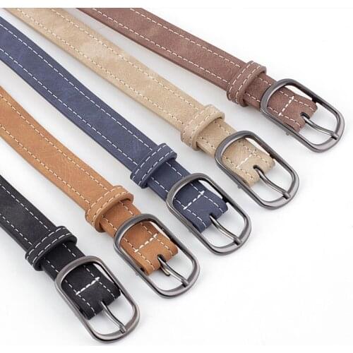 New Womens Black Brown Thin Leather Waistband Belt Riem Ladies Retro Vintage Pin Buckle Strap Girdle Band Belts for Women Jeans