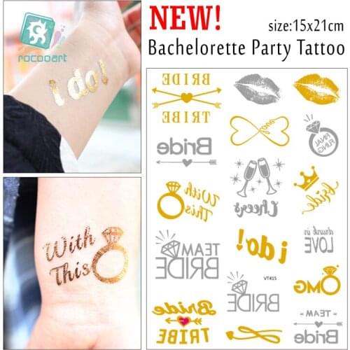Rocooart Bride Tribe Tattoos Bachelorette Hen Party Fake Tattoo Wedding Taty Team Bridal Waterproof Temporary Tattoo Stickers