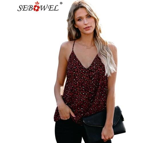 SEBOWEL Leopard Printed Racerback Tank Top Woman 2021 Summer Sexy Sleeveless Loose Tops Female Plus Size Casual Shirt Clothes