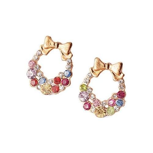 Korean Bowknot Full Crystal Earrings For Women Earing Jewelry Colorful Zircon Earring Vintage Delicate Flower Stud Earrings A245