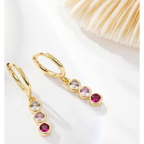 SIPENGJEL Fashion Colorful Crystals Hoop Earrings Unusual Sweet Summer Dangle Earrings Girls 2021 Trends Jewerly Gifts