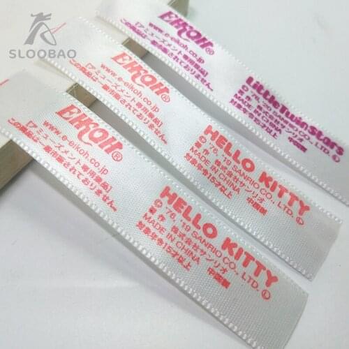 Free Shipping By Fedex WholesaleCustomize Logo Garment Label colour Logo print satin Water Wash Label custom Logo Care Label