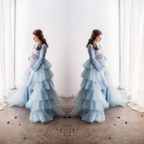 Blue Tulle Women Long Overskirts High Low Tiered Tulle Skirt for Pregnant Woman Photo Shoot CUSTOM MADE