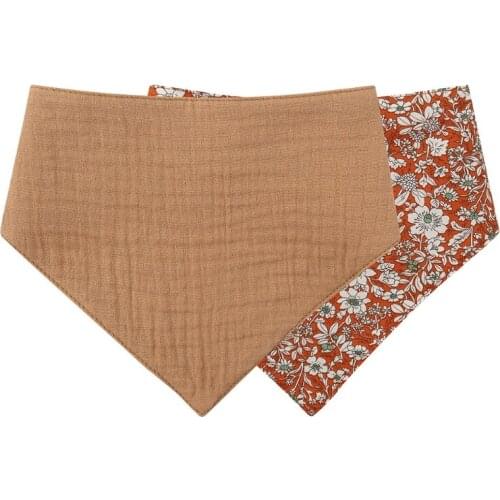 Baby Feeding Drool Bib Double Sided Snap Button Saliva Towel Soft Cotton Triangle Burp Cloth for Newborn Toddler