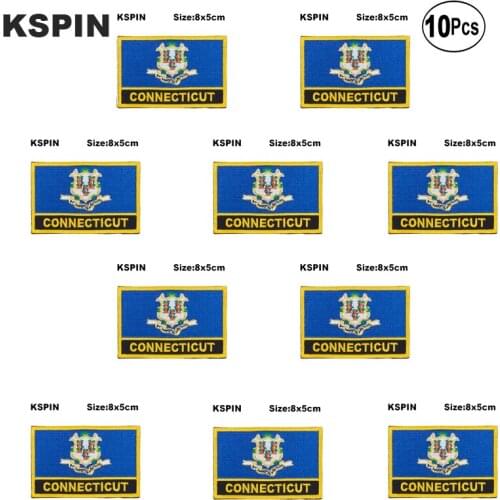 U.S.A Connecticut Rectangle Flag Embroidery Patches Iron on Saw on Transfer patches Sewing Applications