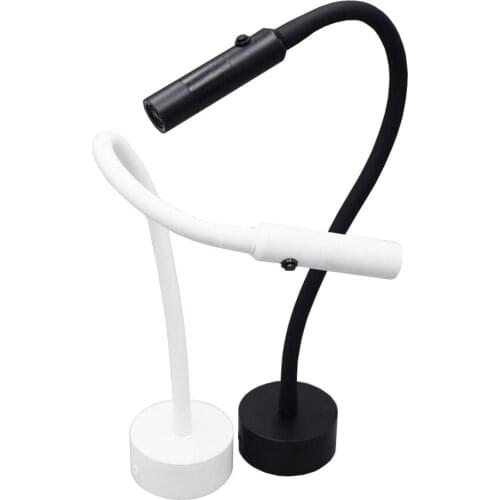 Goose-neck 3W LED Wall Fixture Picture Lights Reading Lamp On/Off Button Bedroom Cabinet