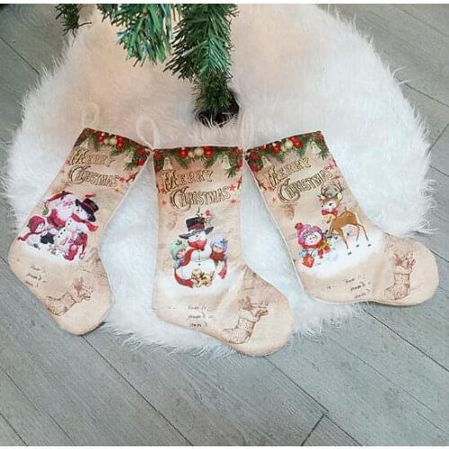 Creative Christmas Stockings Santa Claus Snowman Elck Christmas Tree Ornaments Home Party Decoration Children Candy Bags Gifts