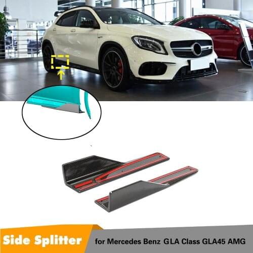 For GLA45 AMG Side Skirt Splitters Extension Bumper Lip for Mercedes-Benz GLA Class Sport GLA45 AMG 2015-2019 Carbon Fiber