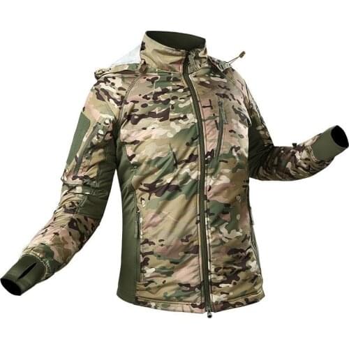 Outdoor Climbing Sport Waterproof Plus Velvet Warm Coat Winter Hiking Riding Training Ultralight Breathable Camo Tactical Jacket
