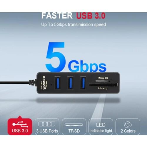 Universal Mini USB Hub 3.0 High Speed USB Splitter 3 Port Hub With TF SD Card Reader 6 Port 2.0 Hab Adapter For PC Accessories