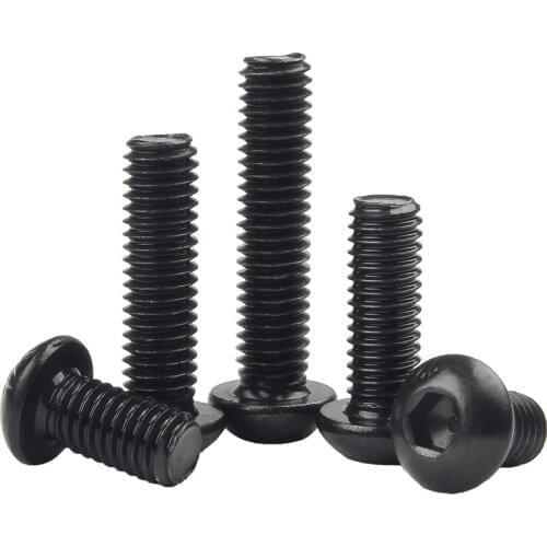 20pcs/lot 2#-56 Black Allen Hex Socket Button Head Screws 10.9 Grade Alloy Steel Bolts