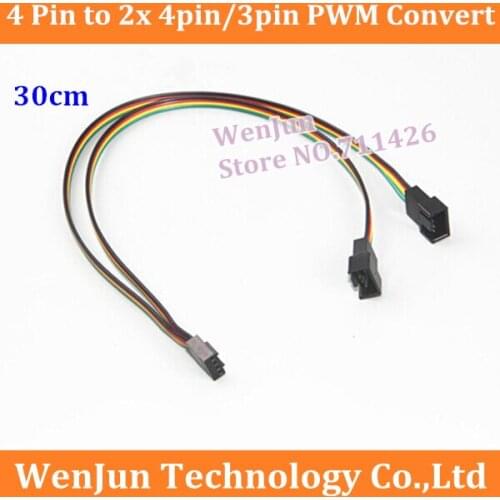 High Quality Colorful wire 4p PC Cooling Fan 4 Pin to 2x 4pin/3pin PWM Convert Connector Extension Cable 30cm / 50cm
