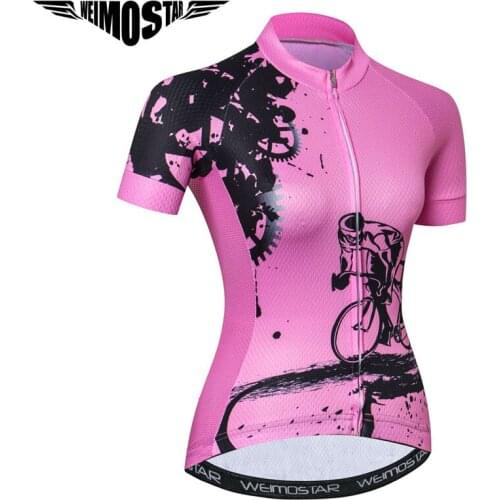 Weimostar Pink Red Cycling Jersey Women Racing Cycling Clothing Ropa Ciclismo Summer Bicycle Clothes Breathable MTB Bike Jersey
