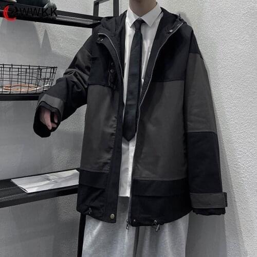 WWKK 2021 New Hip Hop Patchwork Color Block Jackets Mens Harajuku Streetwear Bomber Jacket Men Warm Coats Unisex