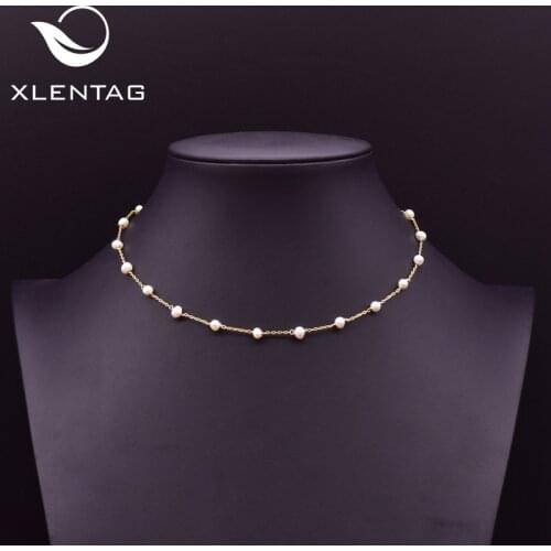 XlentAg Original Fresh Water Pearls Necklace For Women Girl Wedding Engagement Anime Angle Minimalist Luxury Boho Jewelry GN0086