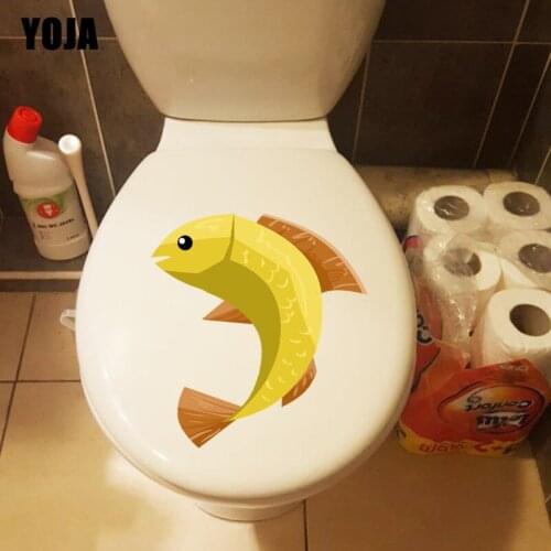YOJA 20.7*23.5CM Unique Fish Wall Decal Toilet Sticker Home Decoration Cartoon Animal T3-0966