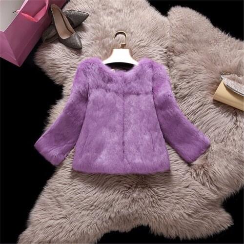 Ethel Anderson Womens Genuine Real Rabbit Fur Coat Women fashion Full Pelt Fur jacket Lady Winter Warm Overcoat