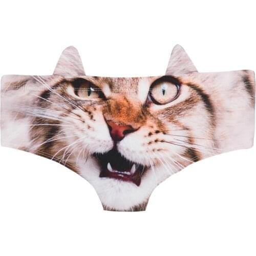 Women Panties with ears Underwear Maine Coon cat 3D Printing Briefs Woman Underwear Sexy Lingerie Womens Intimates Panties