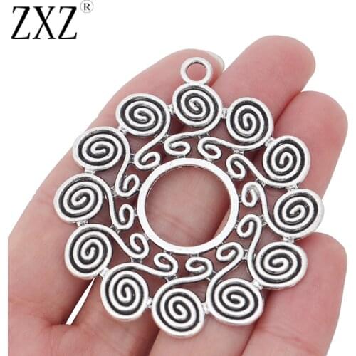 ZXZ 5pcs Large Open Spiral Swirl Vortex Charms Pendants for Necklace Jewelry Making Findings 60x55mm