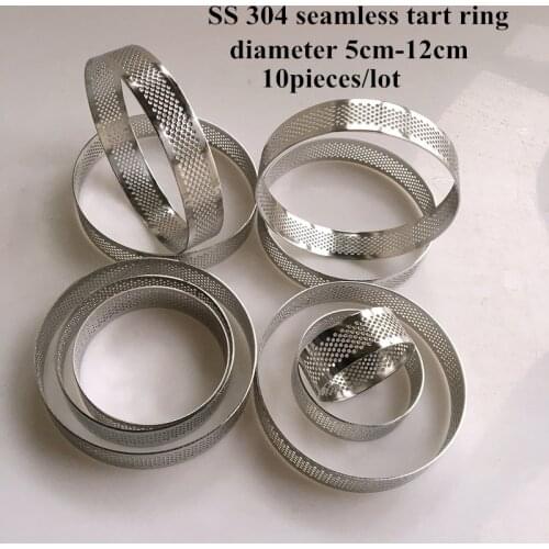 10pcs/lot 5cm 6cm 7cm 8cm 9cm 10cm 11cm 12cm Round stainless perforated tart ring lemon tart ring