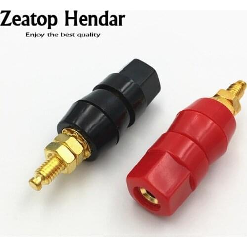 10Pcs Gold Plated Brass Large Current Amplifier Audio Terminal 4mm Banana Socket Binding Post Adapter Connector