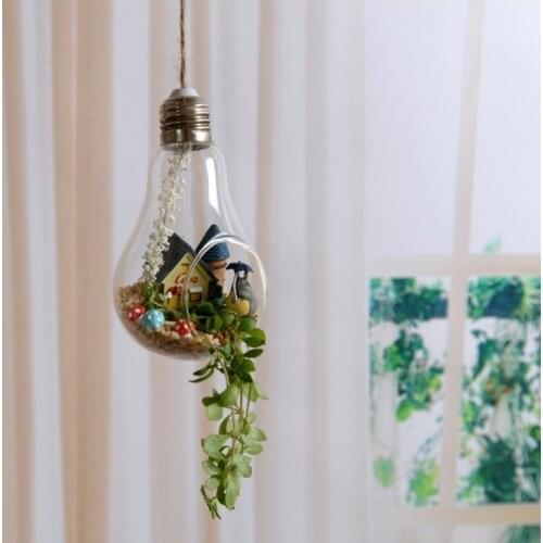 100pcs Clear Wedding Crafts Crystal Hanging Light Bulb Shape Glass Vase Flower Plant Container Pot Home Decoration lin4090