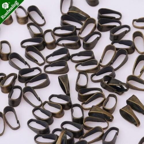 200pcs Antique Bronze Pendant Clips , Pinch Clip Bail Pendant Hooks Connectors