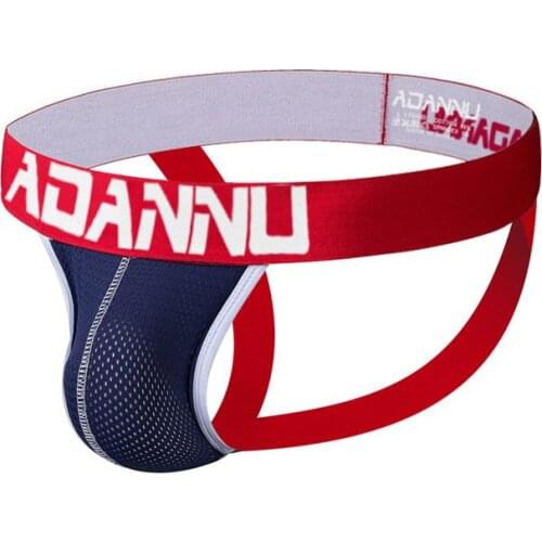 2020 ADANNU Brand Men Mesh Low Waist Sexy Men Underwear Briefs Gay Penis Pouch Wonderjock Underwear Jockstrap thong tanga