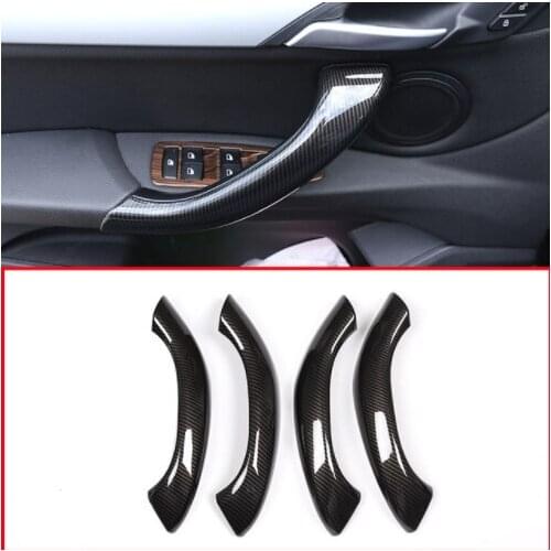 4pcs Carbon fiber ABS Car Inner Door Handle Decoration Cover Trim Car Accessories For BMW X1 F48 2016-2018 X2 F47 2018